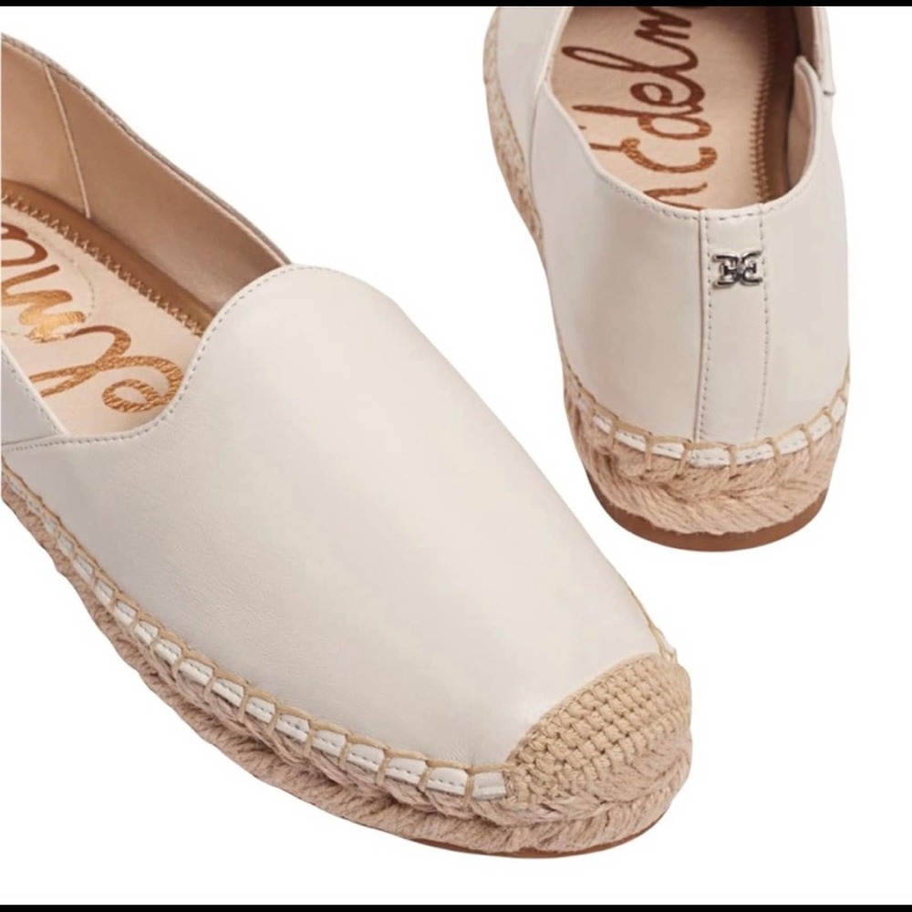 Sam Edelman Kesia Espadrille Off White Leather Flats Size 9 New With Tags - Picture 4 of 14